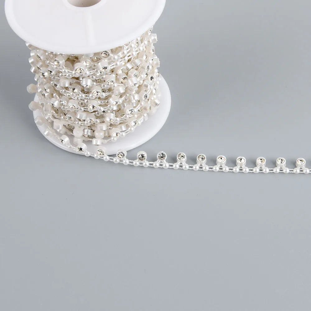 1 ярд бусин искусственный жемчуг отделка аппликация кружевная лента ремешок