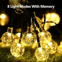 8 modes solar light crystal ball 12m22m led string lights fairy lights garlands for christmas party outdoor festoon decoration