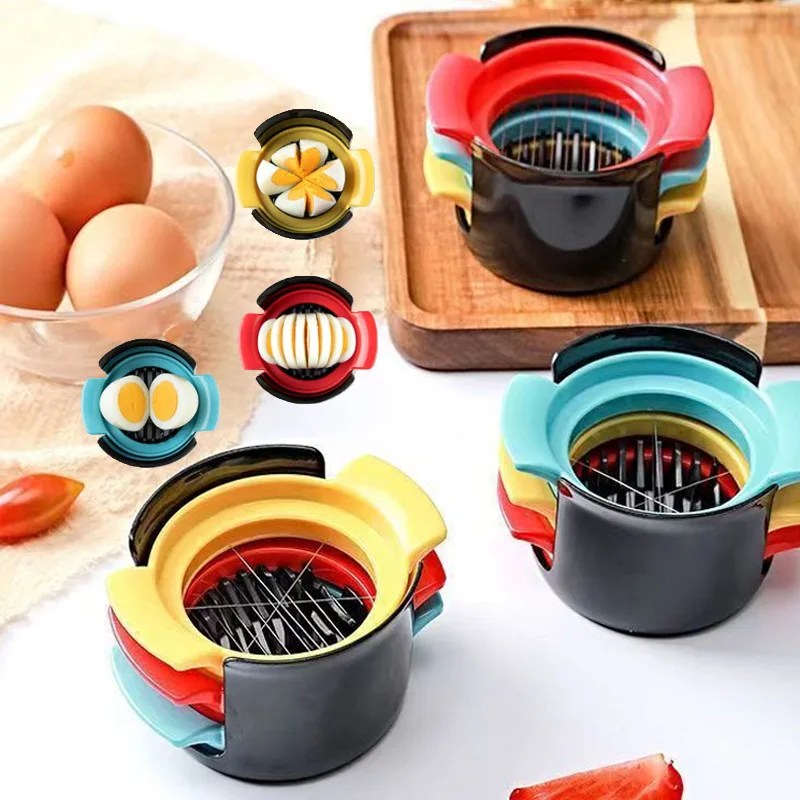 

Egg Slicer 3 In 1 Cut Eggs Cooked Eggs Cutter Household Fruits Sausage Cut Flower Bento Shaper Kitchen Accessories Anti-Rust