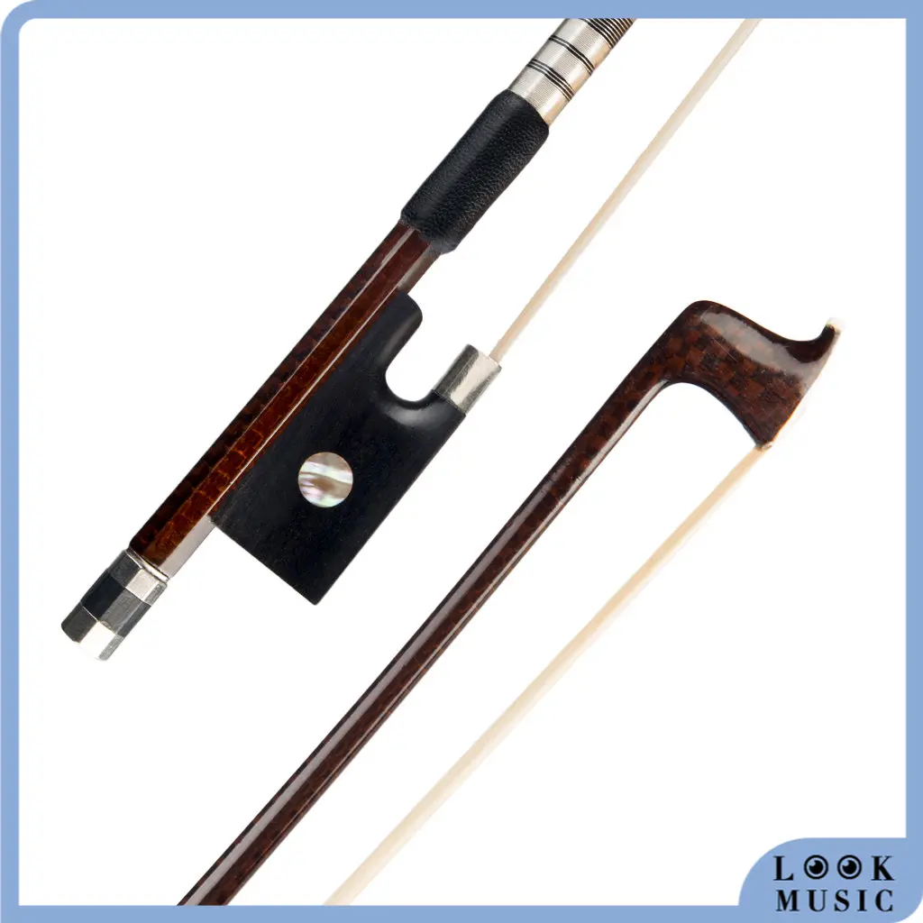 

LOOK 4/4 Violin Bow Well-balanced Carbon Fiber Red CF Round Fiddle Violino Stick Ebony Frog Real Mongolia Horsehair Fiddle Bow