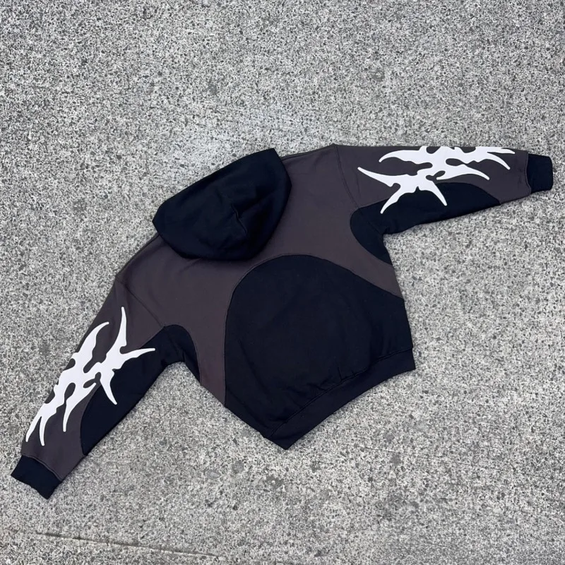 Y2K Толстовка Harajuku с вышивкой в стиле гот винтажная толстовка большого размера