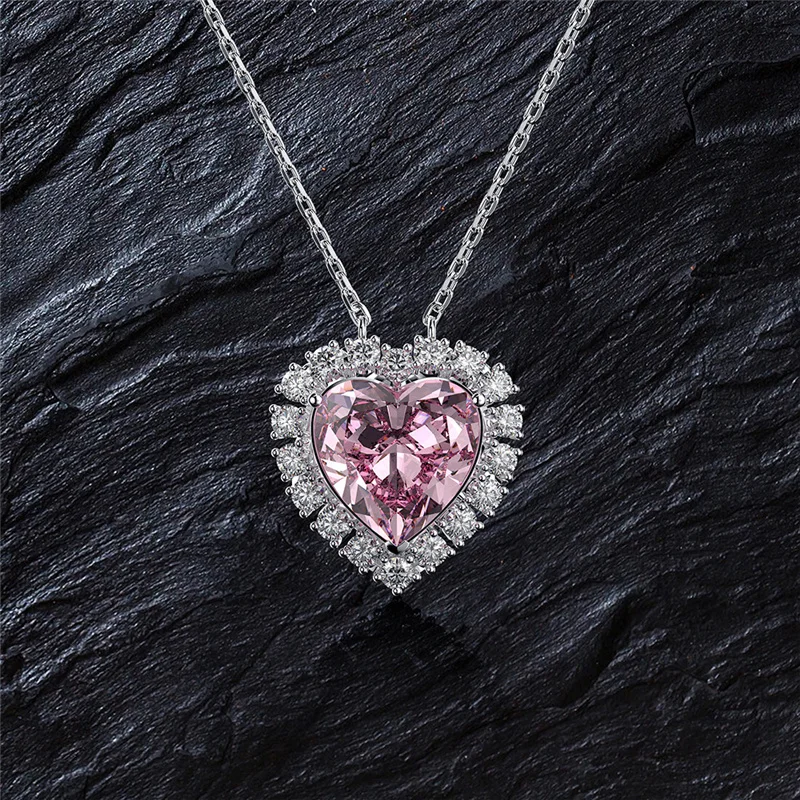 

Романтическое ожерелье ZX в форме сердца из розового камня, серебро 925 пробы для молодых девушек, ожерелье с кулоном из циркония карата, дизай...