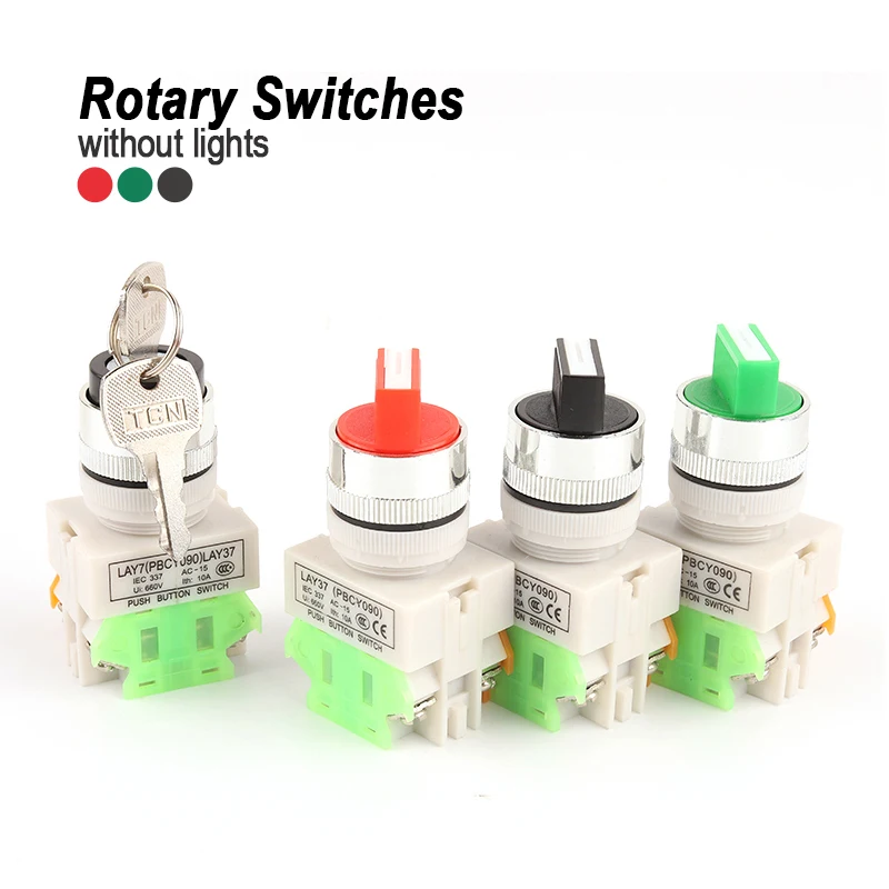 

LAY37 AC 380V 10A DPST 2/3 Position Self-Locking Self-Resetting With Key Rotary Switch 4 Screw Terminals 2 Positions ON-OFF