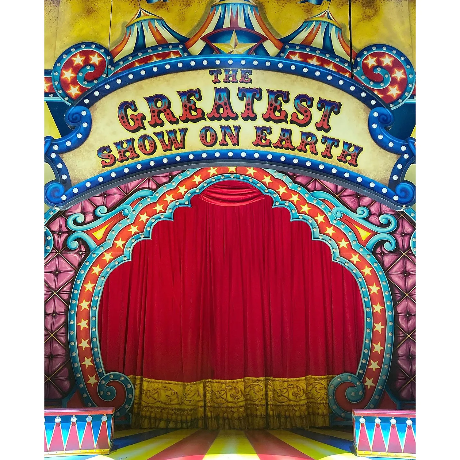 

Customized Circus Red Tent Magic show Party Backdrop Happy 1st Birthday Baby Shower Kids Photography Background Table Banner