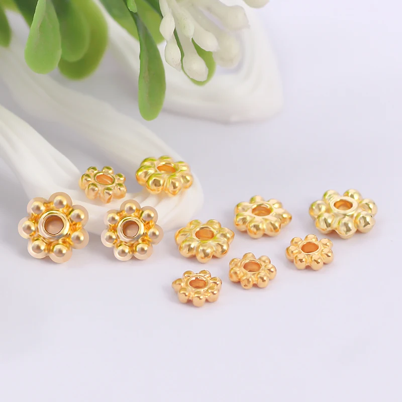 

18K Gold Plated Copper Spacer Beads 10Pcs 4/5/6mm For DIY Jewelry Making Necklace Bracelets Handmade Craft Supplies Accessories