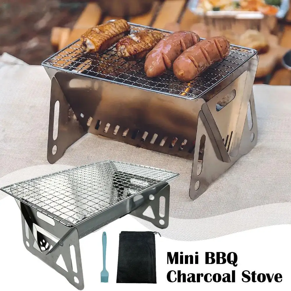 

2023 New Outdoor Picnic Portable Folding Stove Camping Equipment Stainless Steel Incinerator Grill Mini BBQ Charcoal Stove