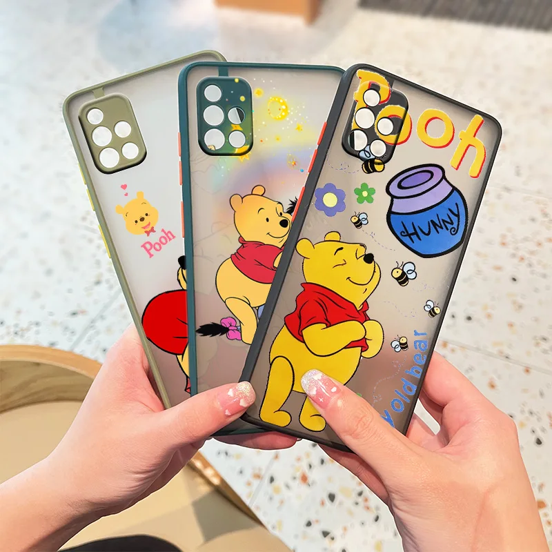 

Disney Cute Pooh Bear For Samsung A72 A71 A52 A51 A42 A32 A31 A22 A21S A12 A11 A03S Core Frosted Translucent Phone Case