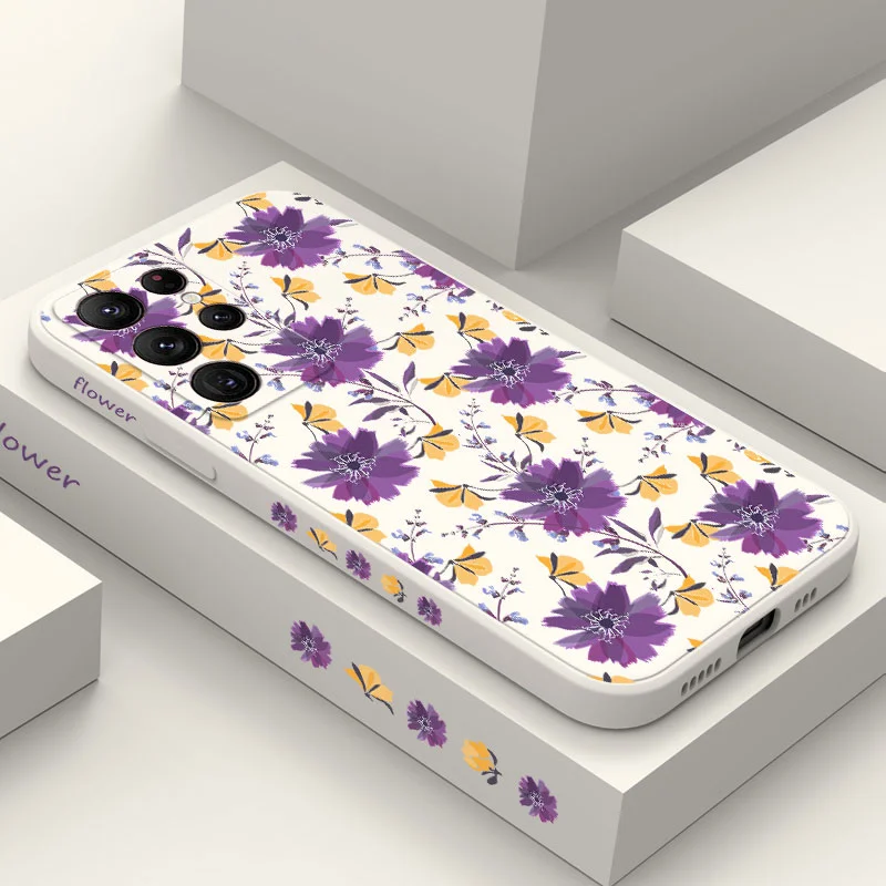 

Misty Flowers Phone Case For Samsung Galaxy S22 S21 S20 Ultra Plus FE S10 S9 S10E Note 20 ultra 10 9 Plus Cover