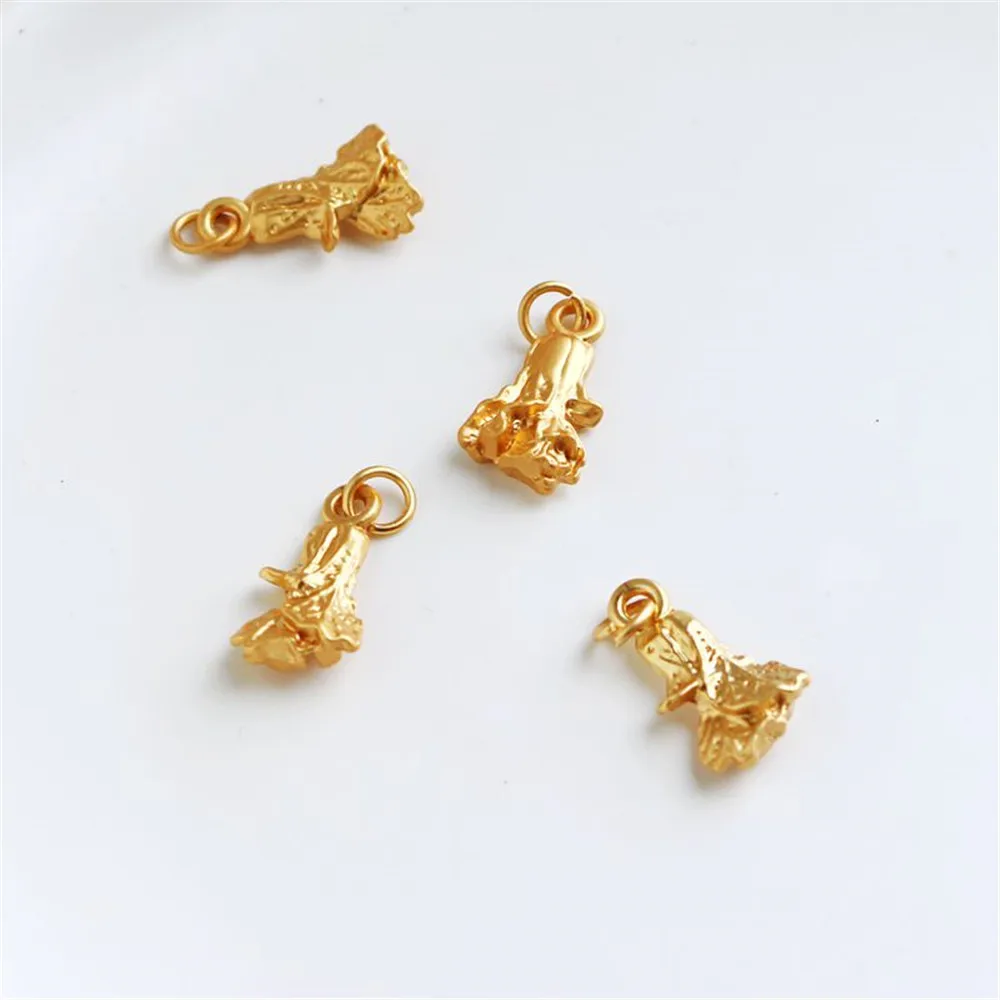

18K Gold covered dumb Jinsha gold double-sided retro three-dimensional cabbage pendant manual DIY jewelry pendant accessories