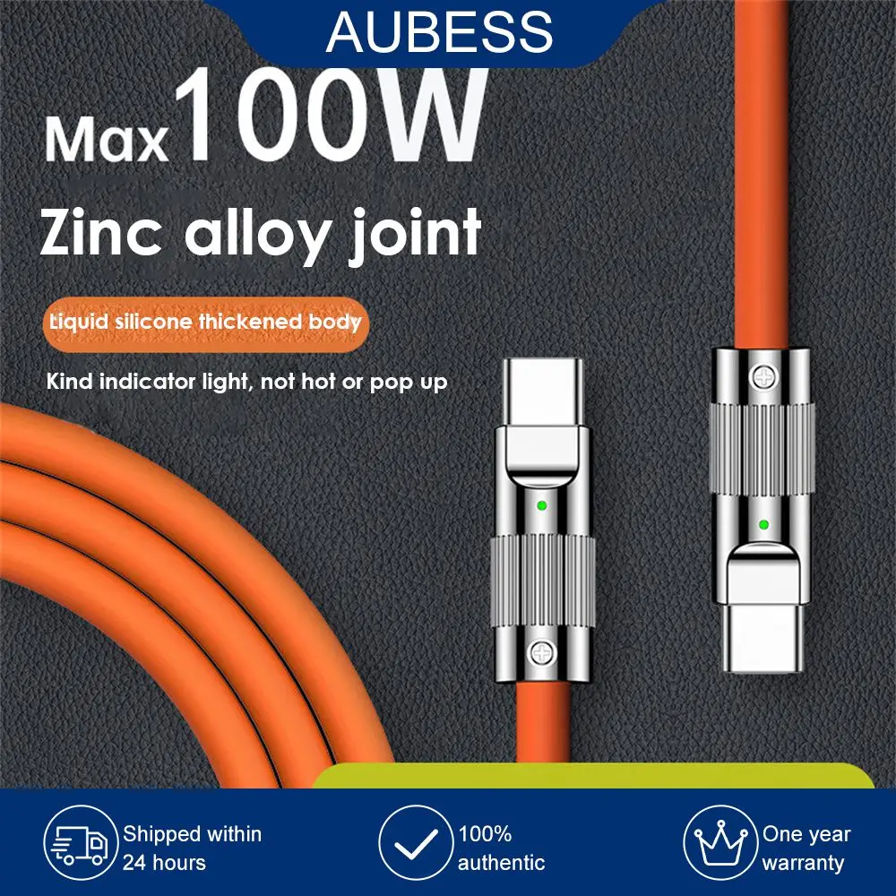 

Type C Super Fast Cable Zinc Alloy Silicone Usb C Charger Fast Charge Indicator Light Charging Wire Consumer Electronics Durable