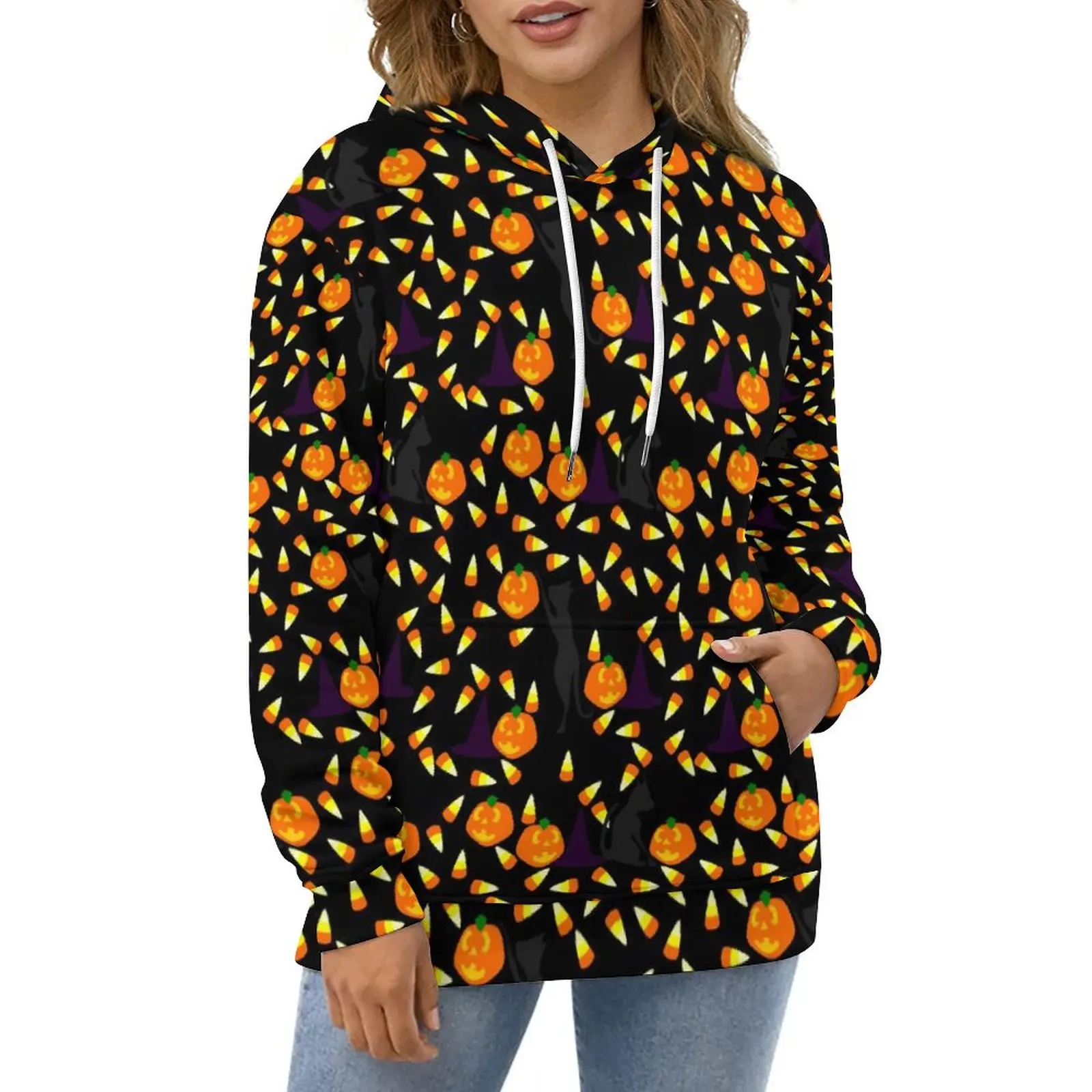 

Halloween Candy Hoodies Unisex Corn Novelty Print Street Wear Casual Hoodie Winter Long Sleeve Aesthetic Design Sweatshirts
