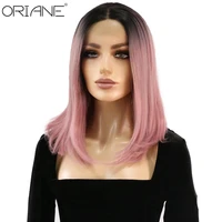 oriane synthetic bob straight lace front wigs for women black purple two color lolita cosplay wig high temperature fiber bob wig
