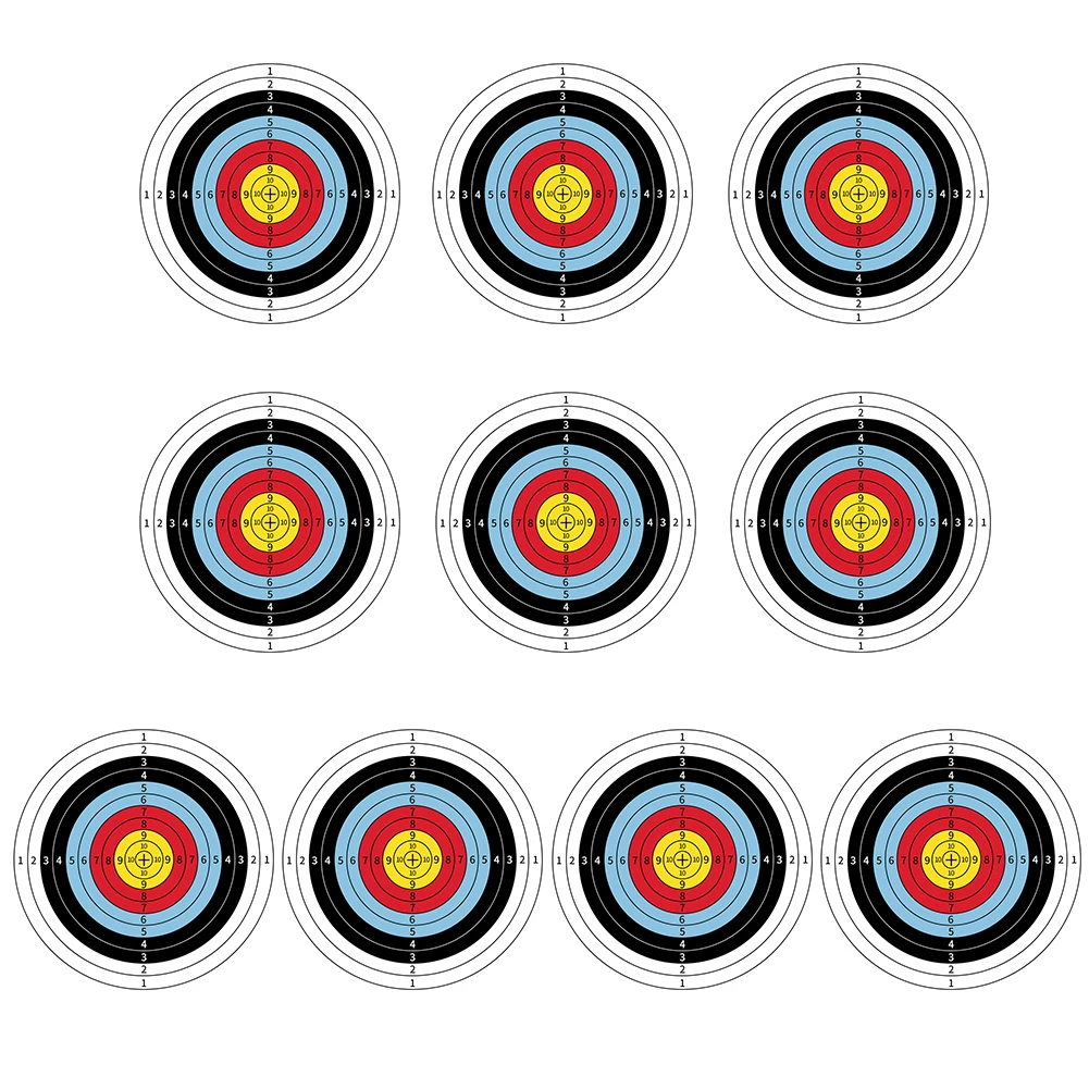 

10pcs 40x40cm Professional Archery Targets Paper Thickened Coated Color Printing Shoot Practice Bow Darts Papers