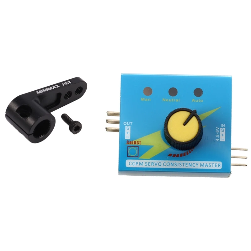 

1 Pcs Servo Tester CCPM Consistency Master Checker 3CH 4.8-6V & 1 Set 25T Servo Horn Steering Arm Steering Arm Black