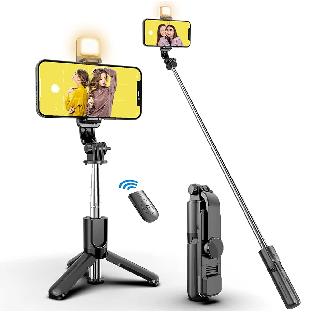 

Wireless Bluetooth Selfie Stick Foldable Portable Tripod with Fill Light Shutter Remote Control for Android Smartphone iPhone