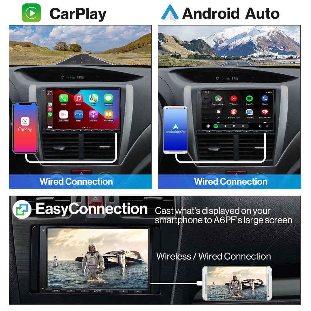 $194.81 ATOTO 8 Core 2Din 7'' Car Radio Stereo Wired CarPlay Android Auto Touch Screen Gesture Control Bluetooth Multimedia Audio Player