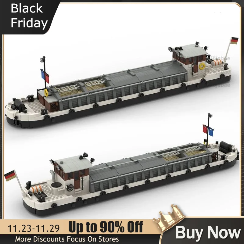

Barge Moc Building Blocks City Harbor Technology Bricks DIY Assembly Model Sets Transport Toys Collection Xmas Gifts