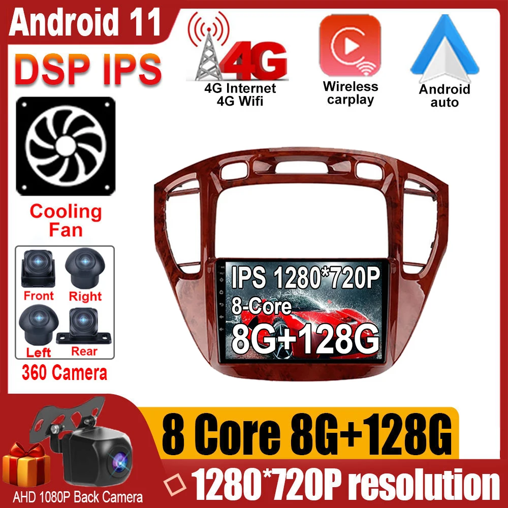 

9" DSP IPS Android 11 For Toyota Highlander 1 XU20 2001 - 2007 360 Camera Car Player Multimedia Stereo GPS Navigation Video