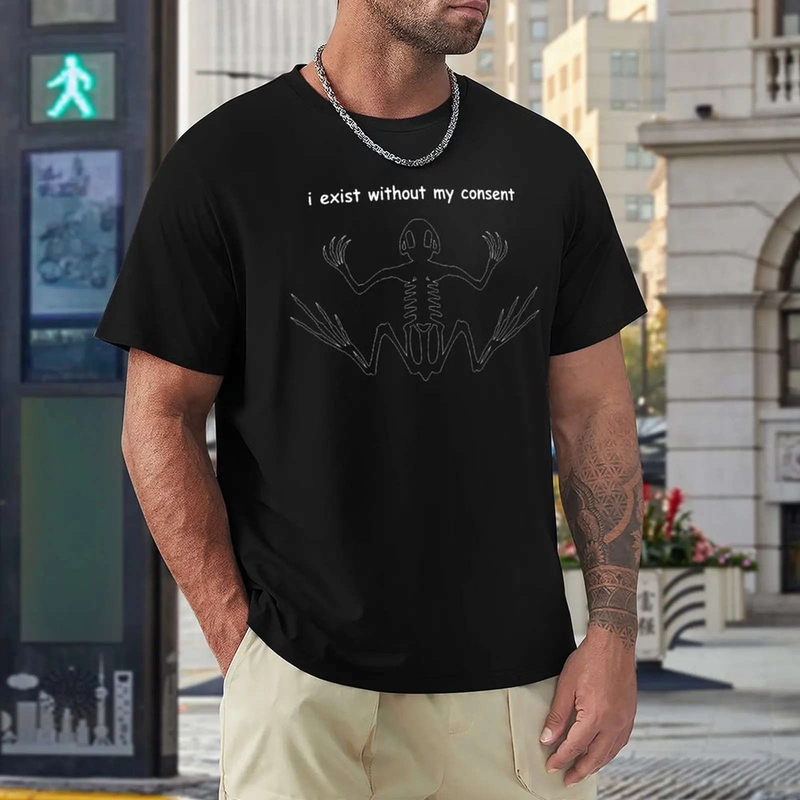 

I Exist Without My Consent Frog 2 Hot Sale Top Tee High Quality Leisure Eur Size