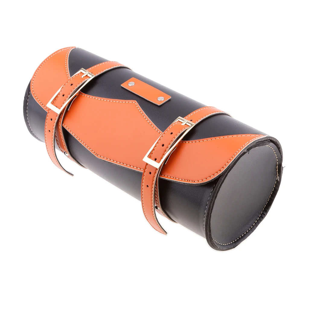 

Motorcycle Side Saddlebag PU Leather Round Barrel Tool Bag For