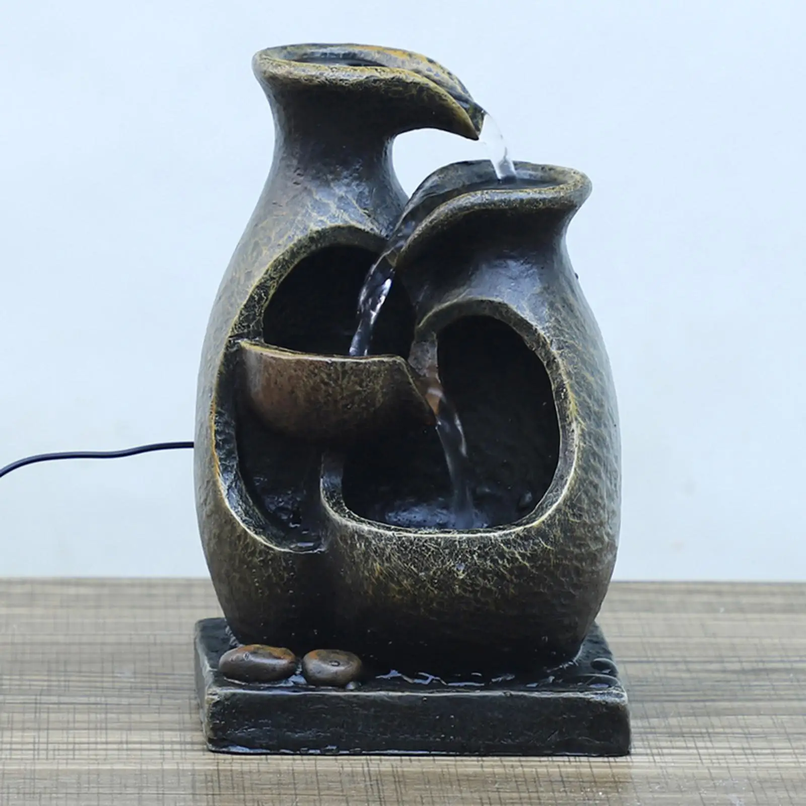 

Миниатюрный фонтан каскадной воды USB художественные поделки для украшения улицы