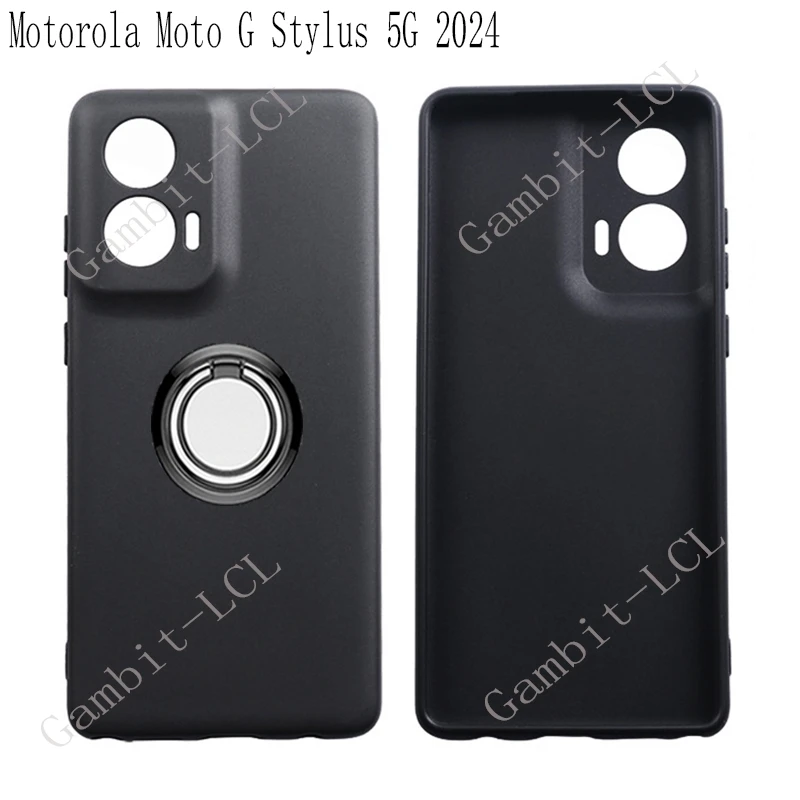 For Motorola Moto G Stylus 5G 2024 GStylus 6.7&quot Back Ring Holder Bracket Phone Case Smartphone TPU Soft Silicone Cover