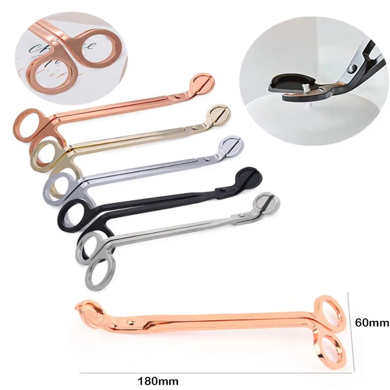 Wick Trimmer Stainless Steel Candle Cutter Oil Lamp Trim Scissors Candle Round head Black Rose Gold Silver Red Bronze