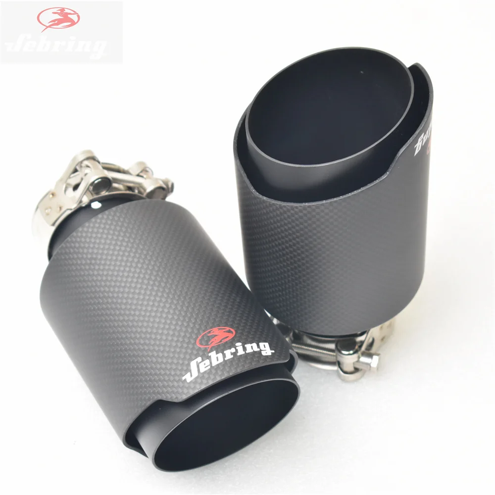 

Автомобильная выхлопная система Sebring из углеродного волокна, глушитель, наконечники, универсальный матовый черный глушитель из нержавеюще...
