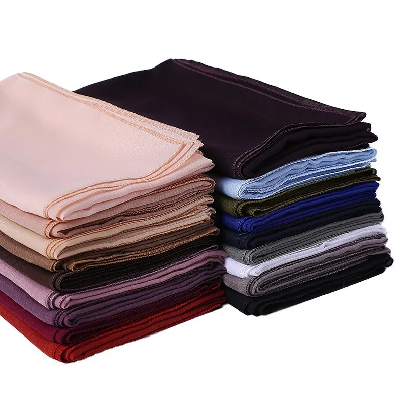 

110*110cm Square Cotton Hijab Scarf Women Muslim Solid Color Shawls and Wraps Headband Soft Head Scarf Islamic Pashmina Scarves