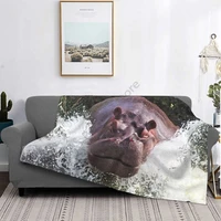 new hippo pattern super warm flannel personality blanket for adultschildren for sofa bed office