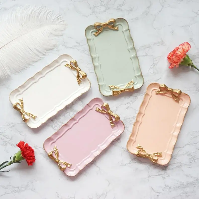 

Serving Trays Decorative Serving Platter For Party Rectangle Resin Organizer Tray For Jewelry Perfumes Elegant Food Plates For