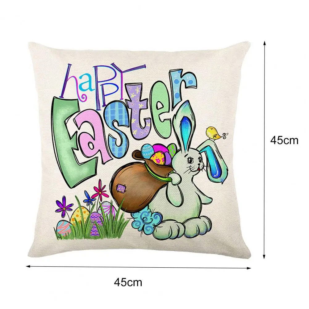 

Home Decoration Breathable Flowers Bunny Eggs Printed Pillow Cover for Office