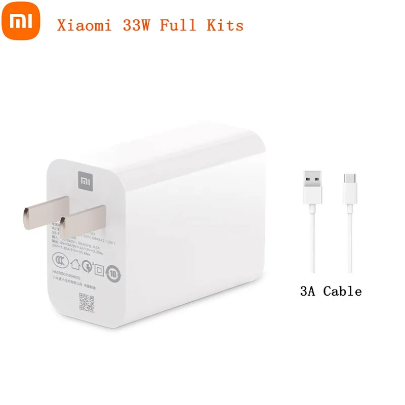 Оригинальное зарядное устройство Xiaomi Redmi Note 10 Pro быстрое 33 Вт Тип C для xiaomi MI10 k30 pro
