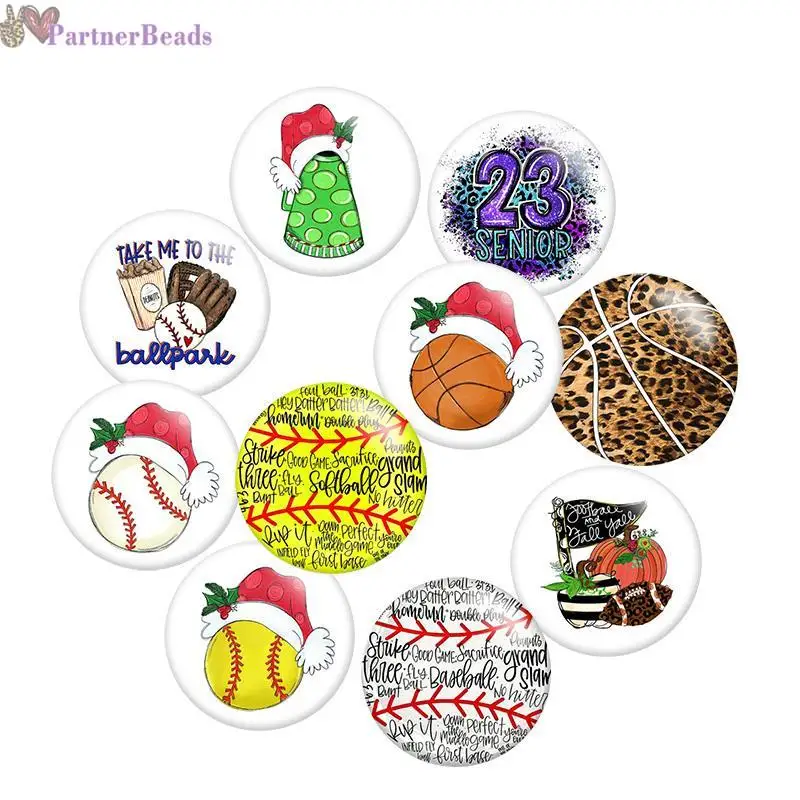 

Baseball Softball Round Photo Glass Cabochon 12mm/20mm/25mm Demo Flat Back Making Findings S0941