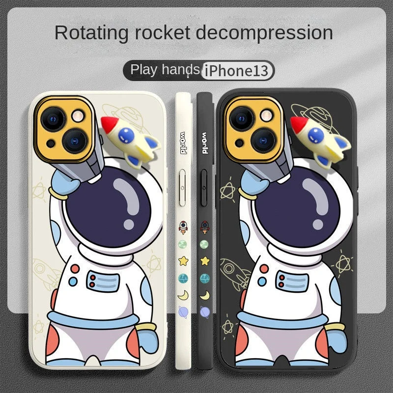 

Bandai Disney Cartoon Astronaut Phone Case with Lanyard for Iphone 13 12 11 Pro Mini XS MAX 8 7 Plus X XR Silicone Soft Cover