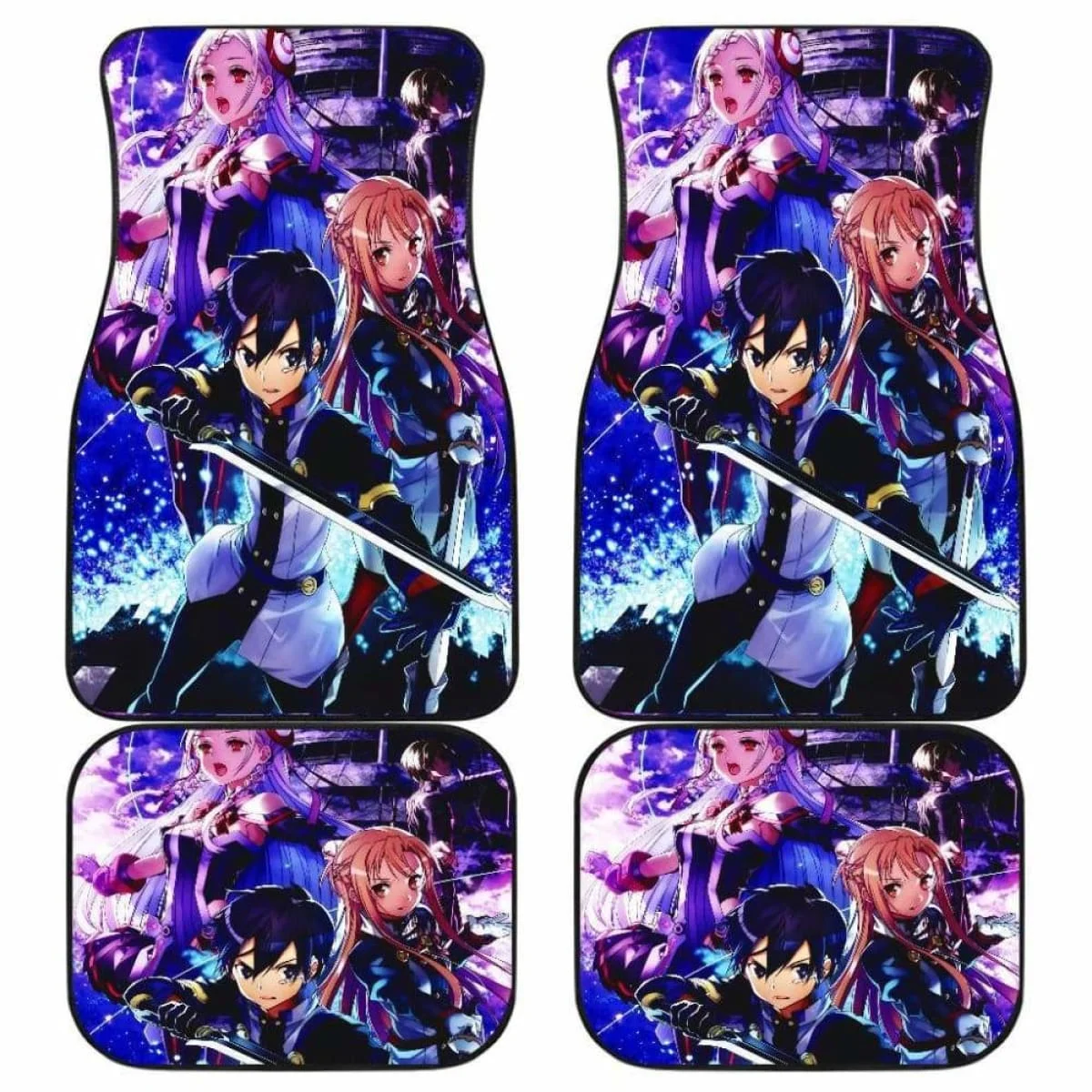 

Автомобильные коврики Sword Art Online, универсальные автомобильные коврики, полный комплект из 4 предметов, передние и задние автомобильные коврики