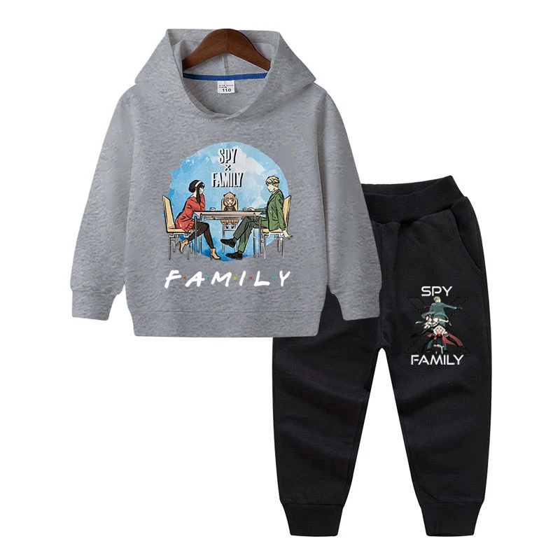 New Autumn Children Fashion Clothing Baby Boys Girls Animes Hoodie Sets Kids Casual Long-sleeved Clothes Spy X Family Tracksuit