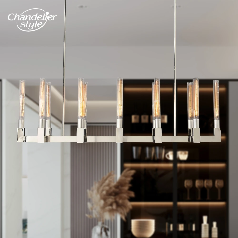 

Cannele Linear Chandeliers Lighting Modern Vintage LED Glass Pendant Hanging Lights Fixture Living Room Dining Room Lamps Lustre