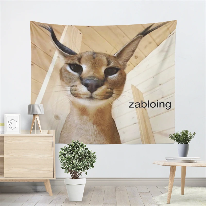 Фото Aertemisi Zabloing Floppa Caracal Cat Gosha забавный мем гобелен настенный художественный гобелен для спальни, гостиной, вечеринки в общежитии колледжа №4