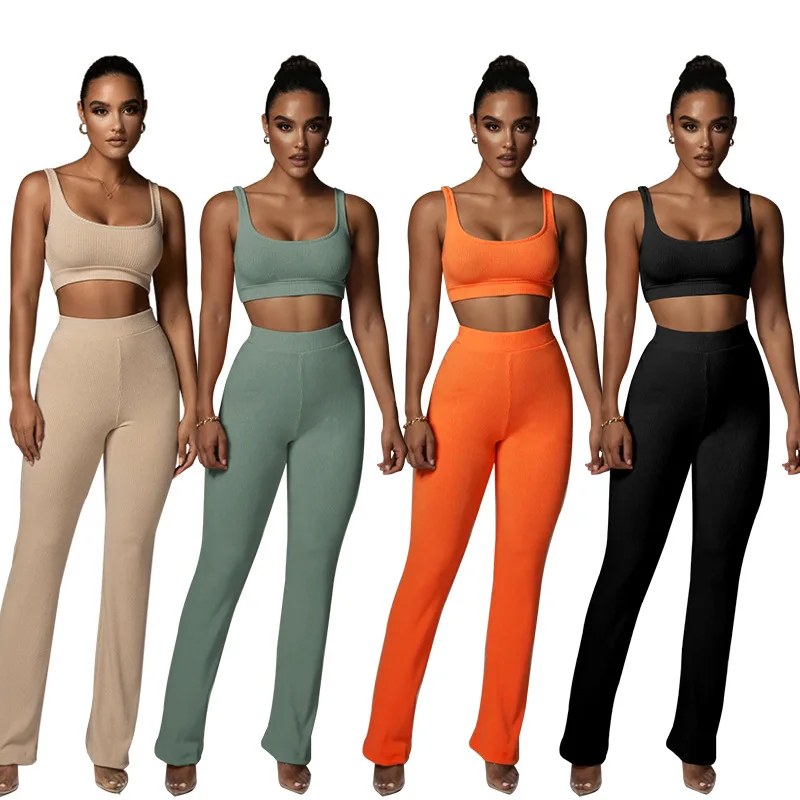 

Summer Fashion 2 Piece Women Sets Exercise Suits Activewear Tank Sport Wear Outfits