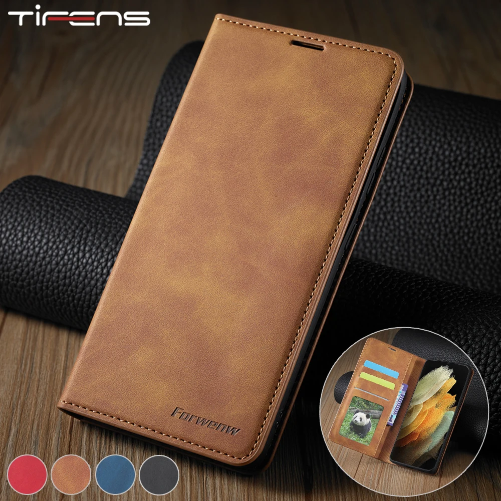 

Luxury Leather Magnetic Case For Samsung Galaxy S22 S21 S20 FE Ultra S10 E S9 S8 Plus S7 Edge Wallet Flip Card Slot Phone Cover