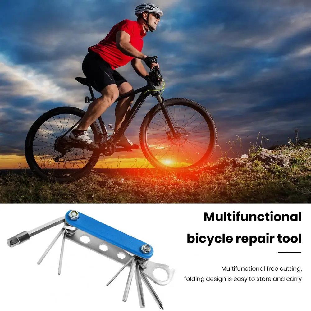 

Versatile Bicycle Repair Tool Kit All-in-one Foldable Hex Spoke Wrench Tire Repair Tool Chain Cutter Screwdriver for Mountain