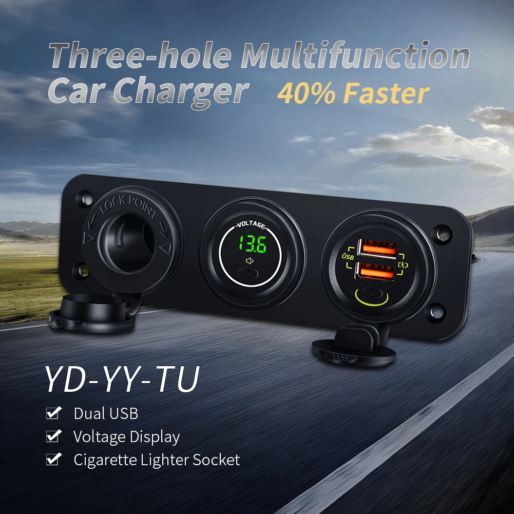 

Быстрое зарядное устройство для телефона QC3.0 адаптер прикуриватель в автомобиле Usb разъем вольтметр 4 порта панель 12 в автомобильный компле...