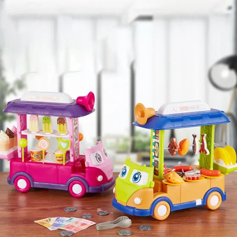 

Игрушка для ролевых игр, грузовик для мороженого, многоразовая десертная тележка, миниатюрные игрушки для еды, имитационная тележка, кухонный игрушечный набор, аксессуары для детей
