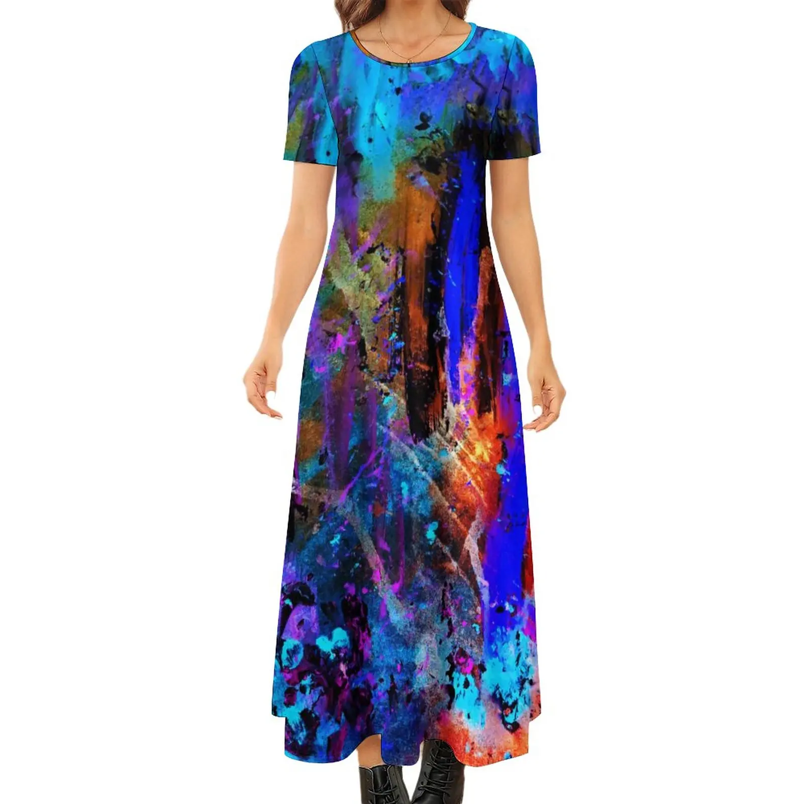 

Colorful Abstract Print Dress Graffiti Art Street Wear Boho Beach Long Dresses Women Party Maxi Dress Birthday Gift