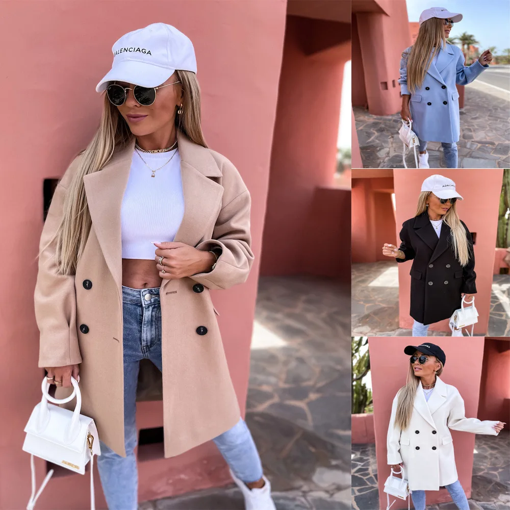 

Fashion Tweed Women's Coat 2023 Fall/winter New Solid Color Slim Wool Coat Women Jacket