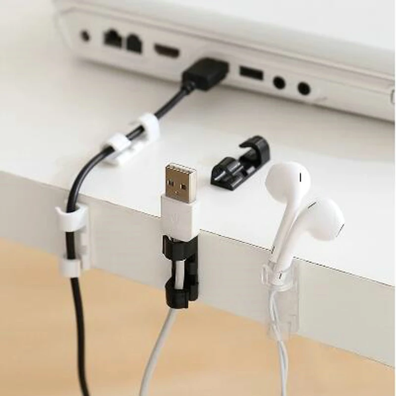 

10PCS Cable Organizer Clips Cable Management Desktop & Workstation Wire Manager Cord Holder USB Charging Data Line Winder