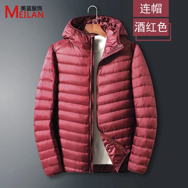 Men Fluffy Winter Coat Fashion Hooded 90% White Duck Down Jackets Ultralight Puffer Down Coat Portable Slim Down Parkas 5XL 6XL