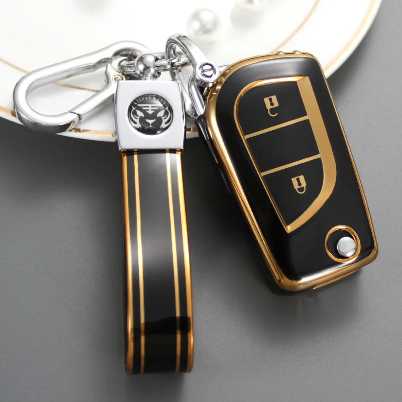 

TPU Car Key Case For Toyota Aygo Yaris Highlander Camry Keys Cover Shell Set Protector Fob Holder Protect Keychain Accessories
