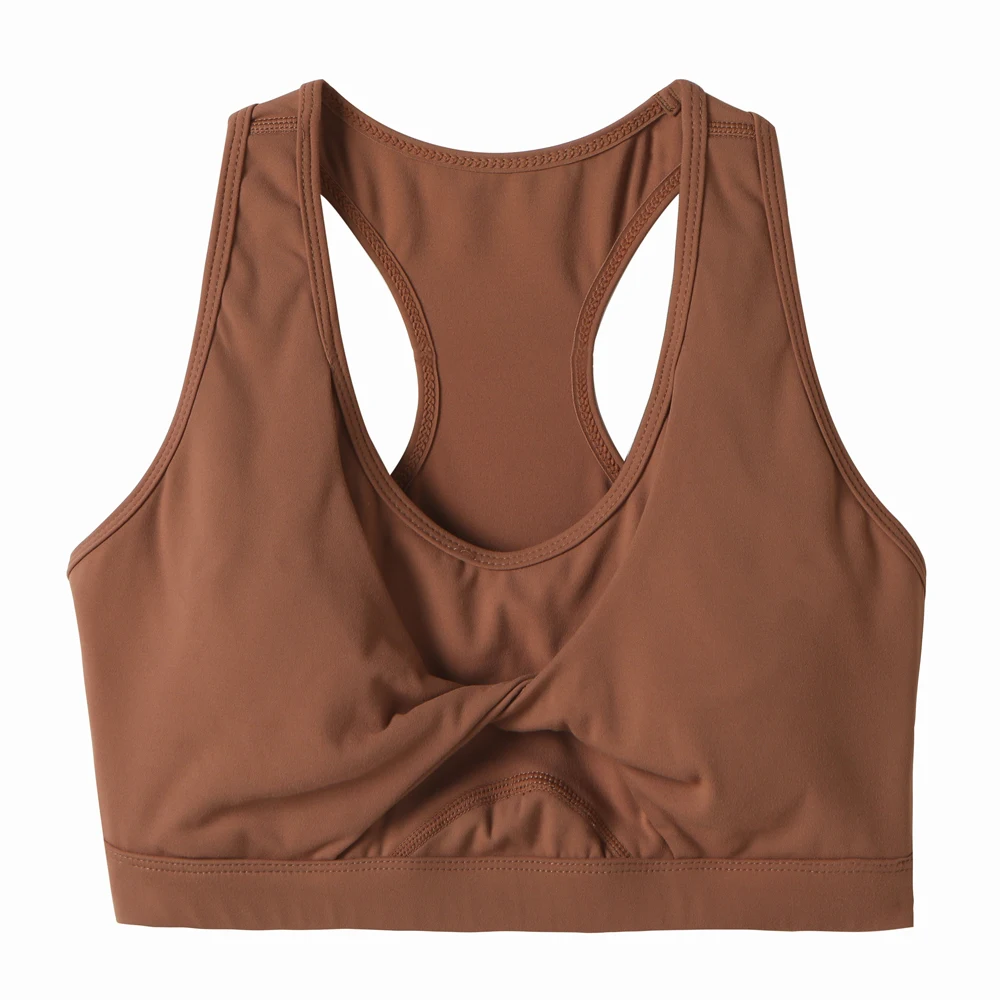 SHINBENE Front Twist Naked Feel Yoga Gym Sport Bras Tops Women Racerback Push Up Fitness Dance Training Workout Brassiere S-XL